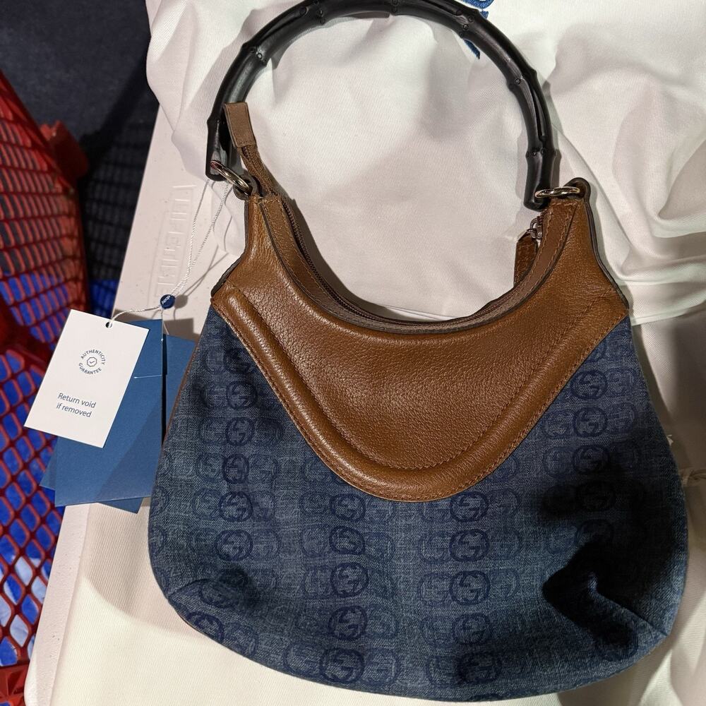 Gucci Bamboo Denim Hobo Bag
